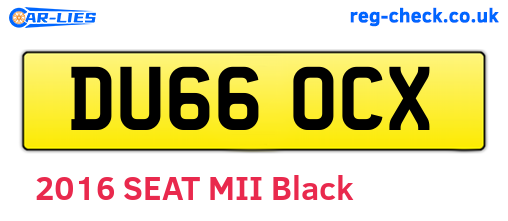DU66OCX are the vehicle registration plates.