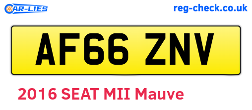 AF66ZNV are the vehicle registration plates.