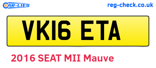 VK16ETA are the vehicle registration plates.