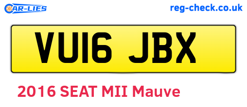 VU16JBX are the vehicle registration plates.