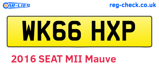 WK66HXP are the vehicle registration plates.