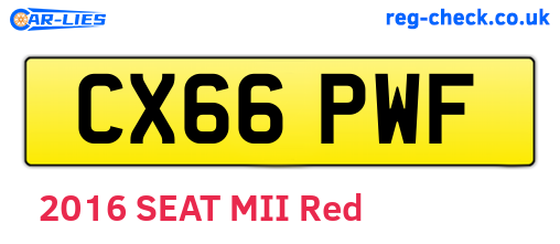 CX66PWF are the vehicle registration plates.