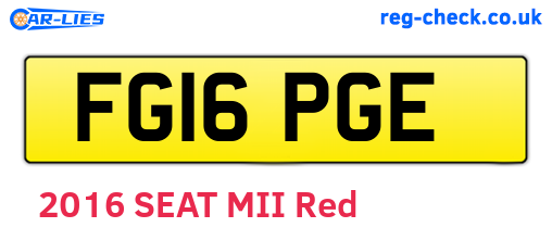FG16PGE are the vehicle registration plates.