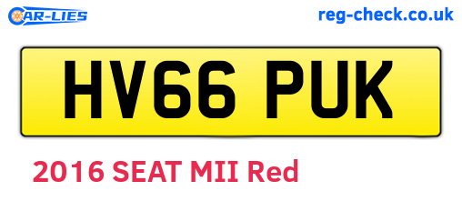 HV66PUK are the vehicle registration plates.