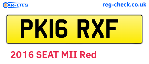 PK16RXF are the vehicle registration plates.