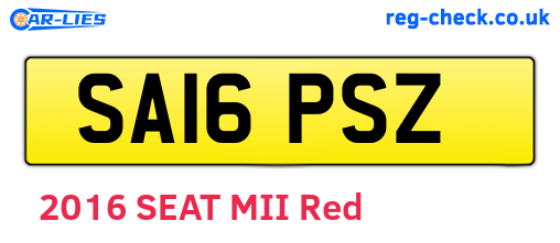 SA16PSZ are the vehicle registration plates.