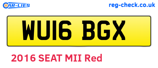 WU16BGX are the vehicle registration plates.