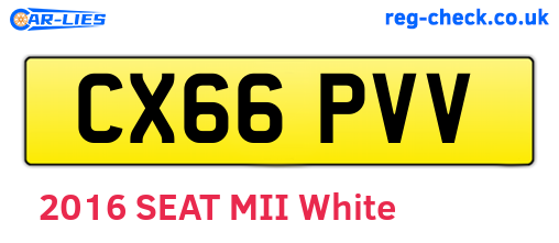 CX66PVV are the vehicle registration plates.