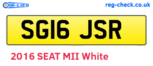 SG16JSR are the vehicle registration plates.