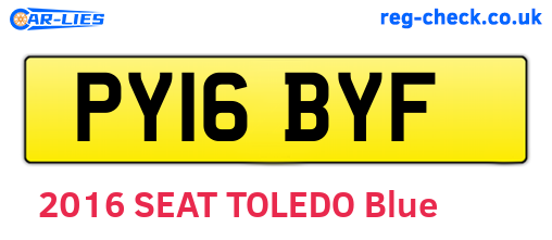PY16BYF are the vehicle registration plates.
