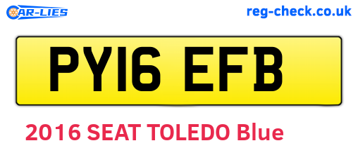PY16EFB are the vehicle registration plates.