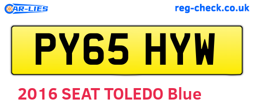 PY65HYW are the vehicle registration plates.