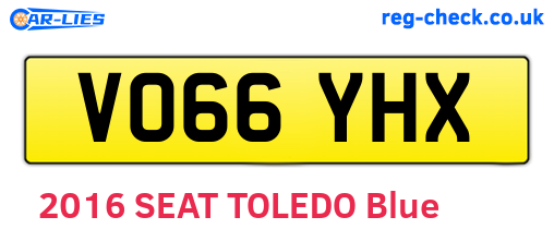 VO66YHX are the vehicle registration plates.