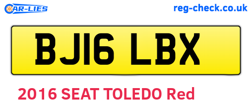 BJ16LBX are the vehicle registration plates.