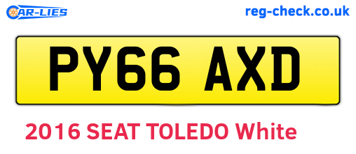 PY66AXD are the vehicle registration plates.