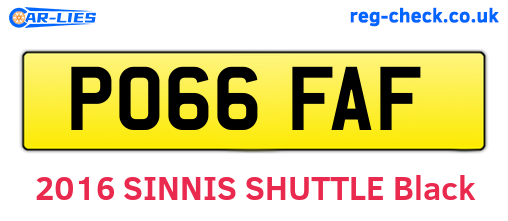 PO66FAF are the vehicle registration plates.