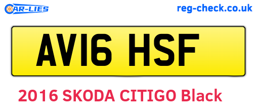 AV16HSF are the vehicle registration plates.