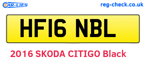HF16NBL are the vehicle registration plates.