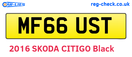 MF66UST are the vehicle registration plates.