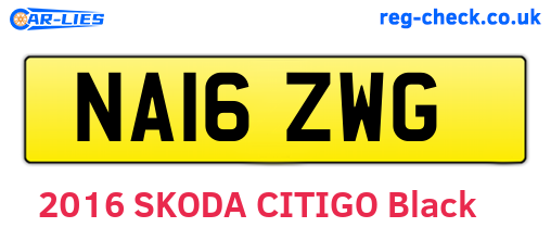 NA16ZWG are the vehicle registration plates.