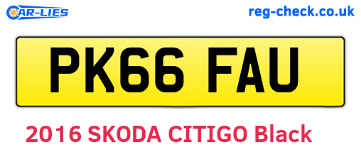 PK66FAU are the vehicle registration plates.