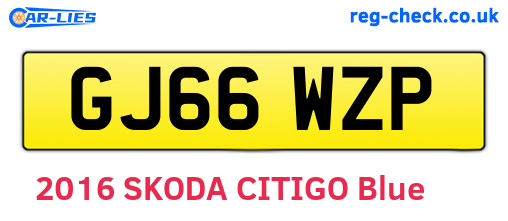 GJ66WZP are the vehicle registration plates.