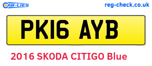 PK16AYB are the vehicle registration plates.