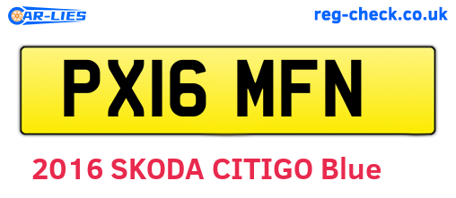 PX16MFN are the vehicle registration plates.