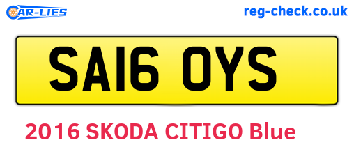 SA16OYS are the vehicle registration plates.