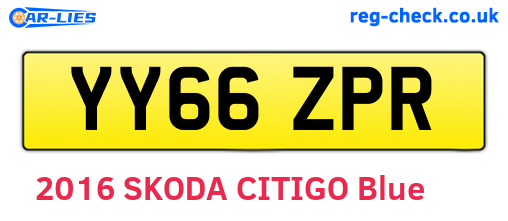 YY66ZPR are the vehicle registration plates.