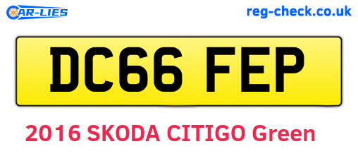 DC66FEP are the vehicle registration plates.