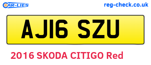AJ16SZU are the vehicle registration plates.