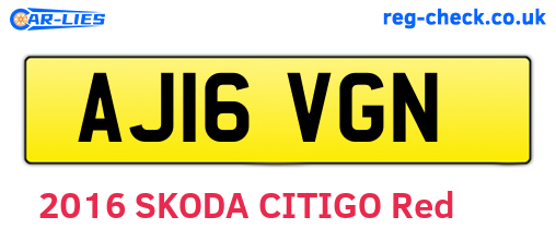 AJ16VGN are the vehicle registration plates.