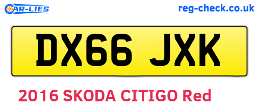 DX66JXK are the vehicle registration plates.