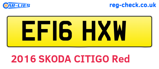 EF16HXW are the vehicle registration plates.
