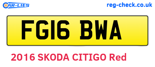 FG16BWA are the vehicle registration plates.