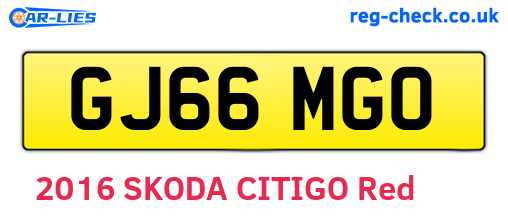 GJ66MGO are the vehicle registration plates.