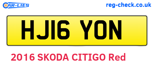 HJ16YON are the vehicle registration plates.