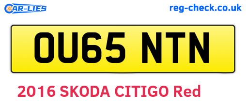 OU65NTN are the vehicle registration plates.