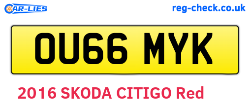 OU66MYK are the vehicle registration plates.
