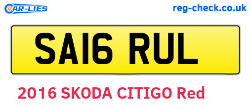 SA16RUL are the vehicle registration plates.