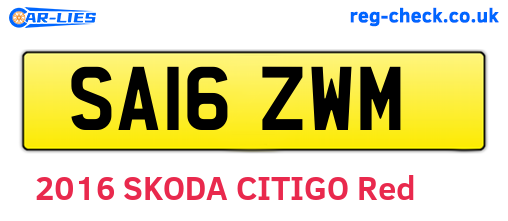SA16ZWM are the vehicle registration plates.