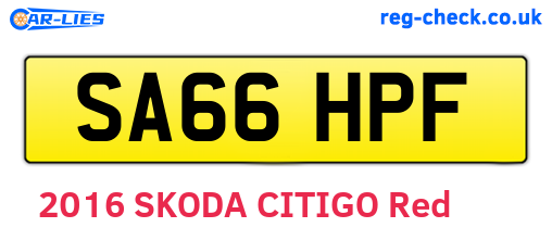 SA66HPF are the vehicle registration plates.