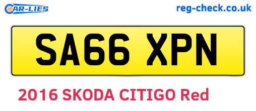 SA66XPN are the vehicle registration plates.