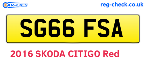 SG66FSA are the vehicle registration plates.