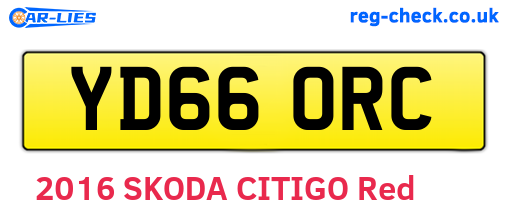 YD66ORC are the vehicle registration plates.