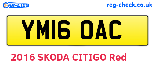YM16OAC are the vehicle registration plates.