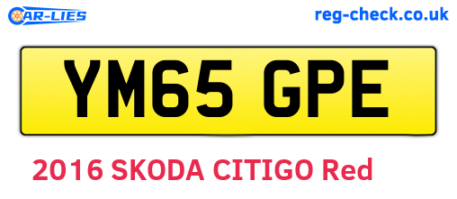 YM65GPE are the vehicle registration plates.