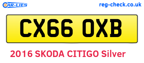 CX66OXB are the vehicle registration plates.