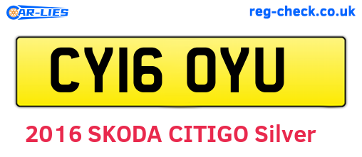 CY16OYU are the vehicle registration plates.